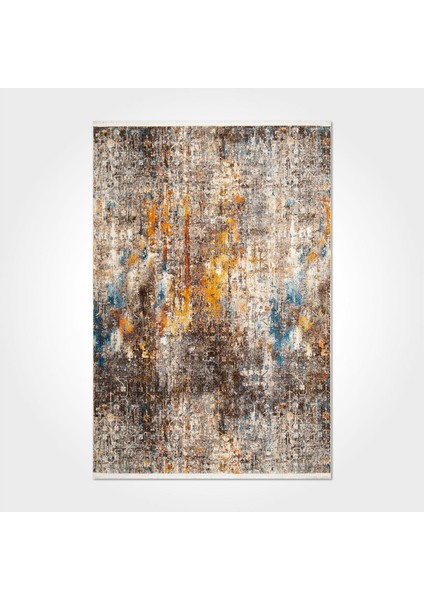 Collins Kahverengi Eskitme Etnik Modern Desenli Pamuk Hav Vermeyen Leke Tutmayan Kolay Temizlenen Yumuşak Makine Salon Yolluk Mutfak Halı