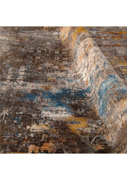 Collins Kahverengi Eskitme Etnik Modern Desenli Pamuk Hav Vermeyen Leke Tutmayan Kolay Temizlenen Yumuşak Makine Salon Yolluk Mutfak Halı modelleri