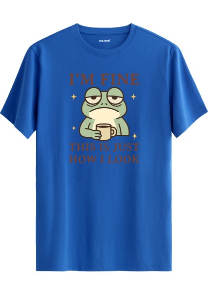 Mizahi Kurbağa Kahve Tasarımlı Eğlenceli Karakter %100 Pamuk Premium Kumaş