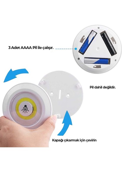 HL-5516 3 Watt Uzaktan Kumandalı Yapışkanlı Kablosuz Pilli LED 3'lü Spot LED Lamba modelleri