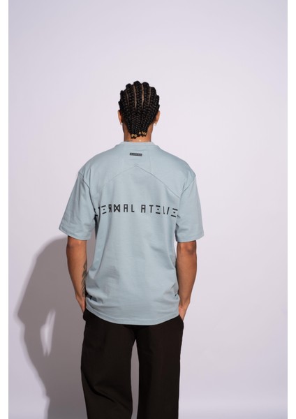 Erkek Oversize T-Shirt Termal Mavi indirimleri
