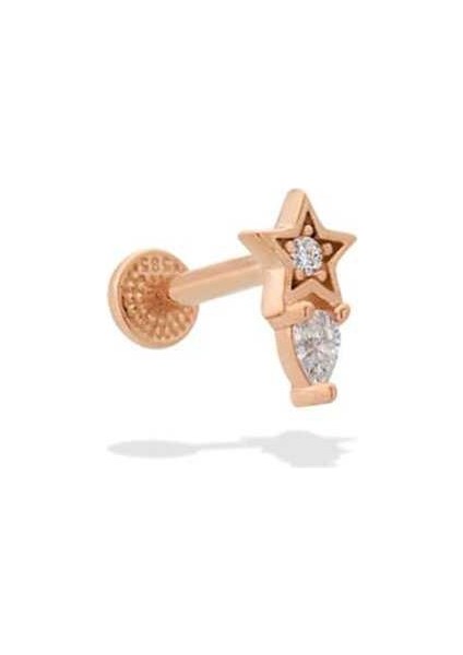 Damla Taşlı Yıldız Motifli Minimal Tragus Piercing