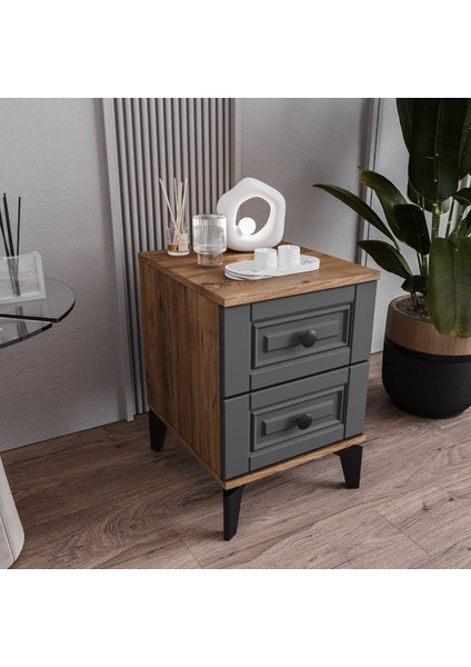 Terra 2 Çekmeceli Komodin Tamamı Mdf (Antrasit) fiyatları