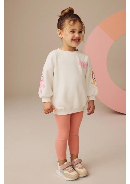 Kız Çocuk 3 Iplik Pamuklu Kumaş Bluey Baskılı Sweatshirt ve Tayt Alt Üst Takım fiyatları