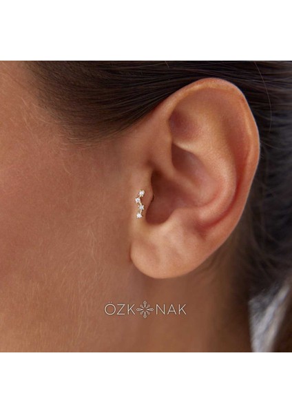 Dalga Model Dört Taş Tragus Piercing
