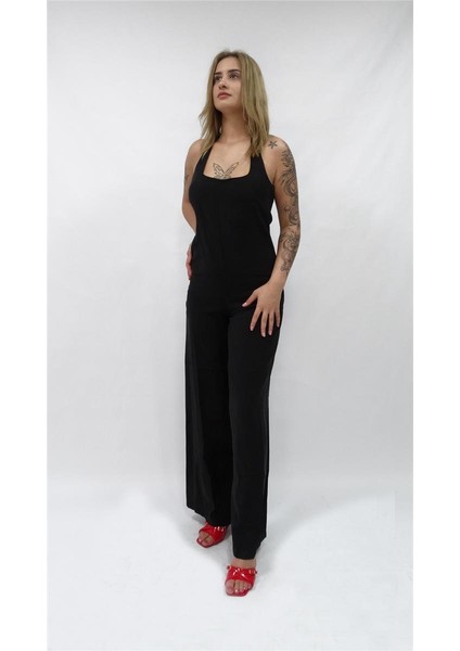 Kadın Nisan U Yaka Uzun Boy Tulum Elbise