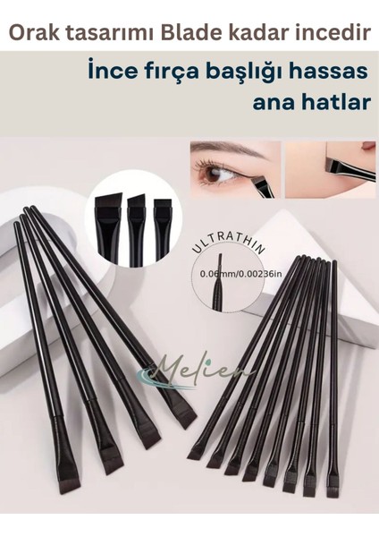 3 Ad Mega Ultra-Ince Düz Eyeliner Kaş Makyaj Fırçası Süngeri Hat Çekme Aparatı Seti Göz Kalemi Fırçası fırsatları