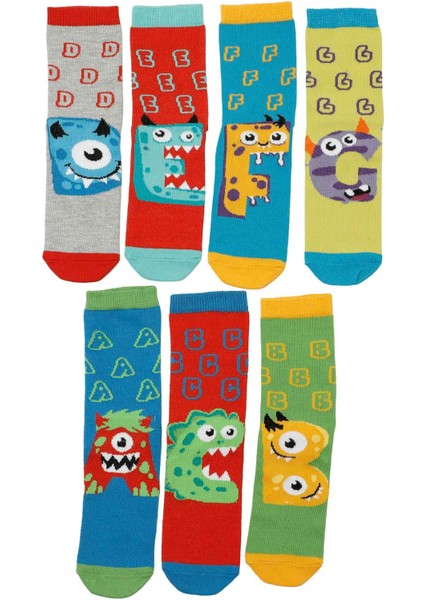 Abc 7 Lı Skt-B 5pr Çok Renkli Erkek Çocuk 7 Li Çorap