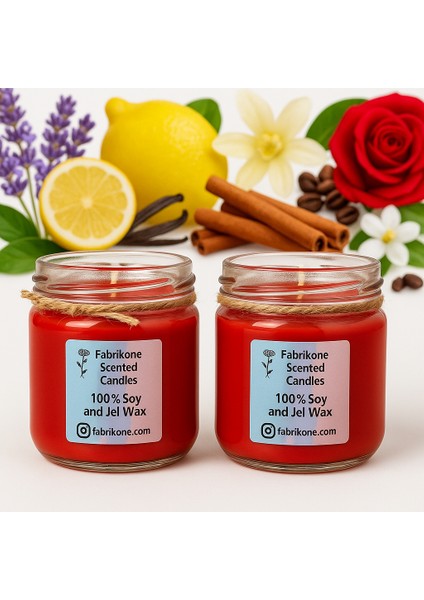 Lumiluxe Minis – %100 Soya Wax Doğal Mini Kavanoz Mum Serisi -Kırmızı -2'li fiyatları