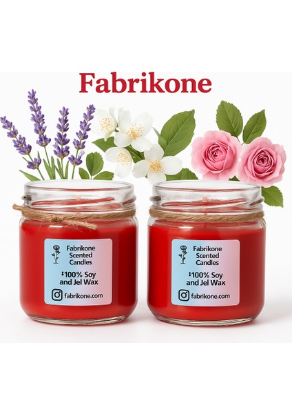 Lumiluxe Minis – %100 Soya Wax Doğal Mini Kavanoz Mum Serisi -Kırmızı -2'li fırsatları