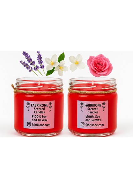 Lumiluxe Minis – %100 Soya Wax Doğal Mini Kavanoz Mum Serisi -Kırmızı -2'li indirimleri