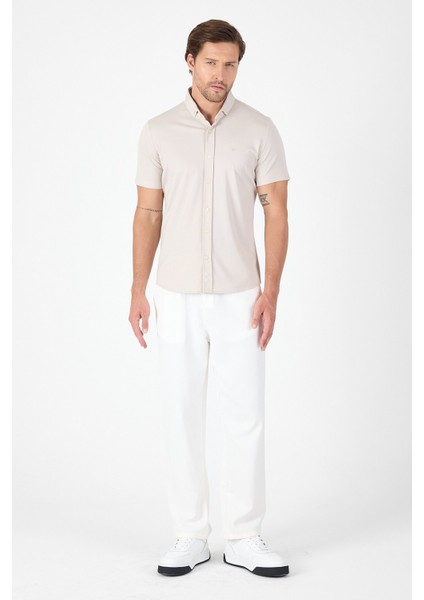 Gri Kısa Kol Düğmeli Yaka Cepsiz Performans Ürün Slim Fit Gömlek 1004250256 modelleri