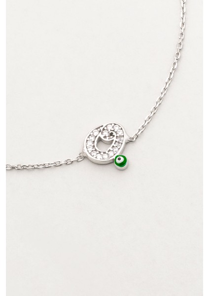 O Harfi 18 Ayar Beyaz Altın Kaplama 19 cm Gümüş Nazar Bileklik modelleri