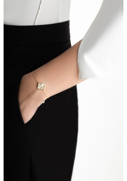 Rosalinda 18 Ayar Sarı Altın Kaplama 19 cm Gümüş Bileklik fırsatları