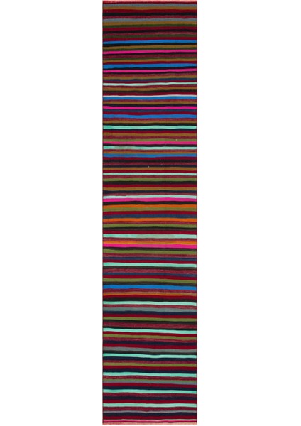 Teselya Bej Çizgili Yün Modern Desenli Yün Hav Toz Vermez Leke Tutmayan Salon Yolluk Mutfak El Dokuma Halı