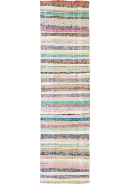 Teselya Bej Çizgili Yün Modern Desenli Yün Hav Toz Vermez Leke Tutmayan Salon Yolluk Mutfak El Dokuma Halı