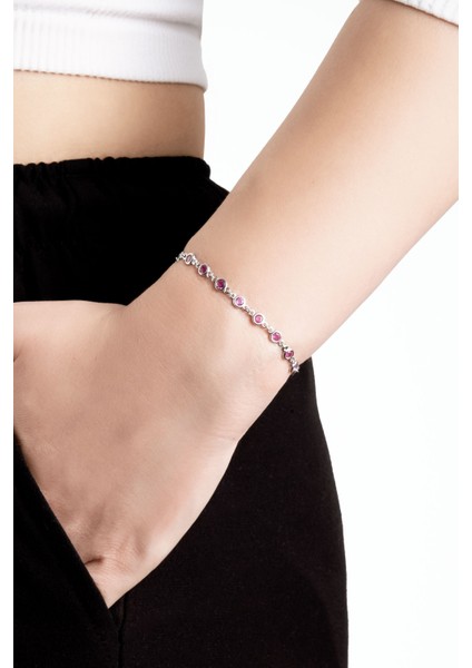 Rosalinda 18 Ayar Beyaz Altın Kaplama 19 cm Gümüş Bileklik fiyatları