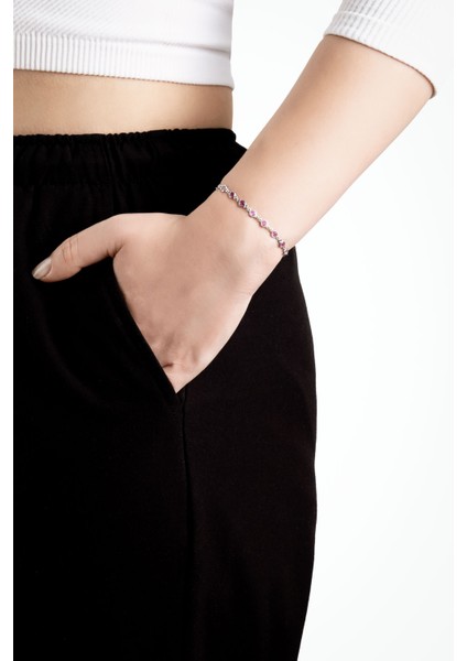 Rosalinda 18 Ayar Beyaz Altın Kaplama 19 cm Gümüş Bileklik fırsatları