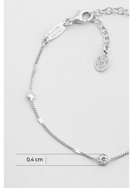 Italyan Minimal 18 Ayar Beyaz Altın Kaplama 19 cm Gümüş Bileklik 5 modelleri