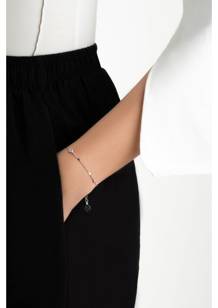 Italyan Minimal 18 Ayar Beyaz Altın Kaplama 19 cm Gümüş Bileklik 5 fırsatları