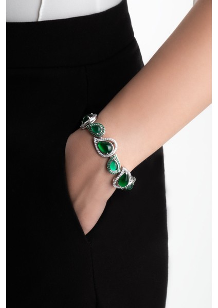 Aura Işıltısı 18 Ayar Beyaz Altın Kaplama Gümüş Tasarım Bileklik fiyatları