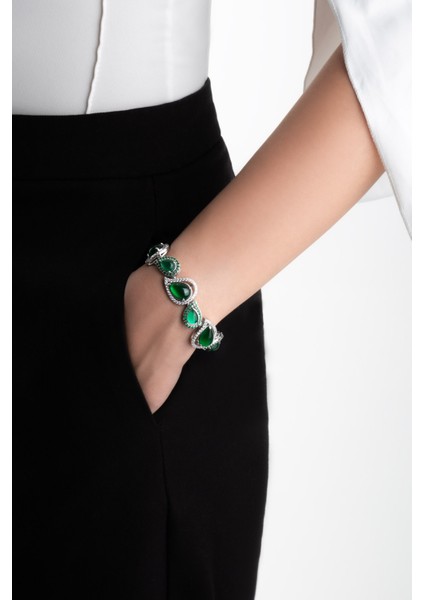 Aura Işıltısı 18 Ayar Beyaz Altın Kaplama Gümüş Tasarım Bileklik fırsatları