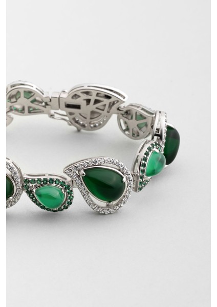 Aura Işıltısı 18 Ayar Beyaz Altın Kaplama Gümüş Tasarım Bileklik indirimleri