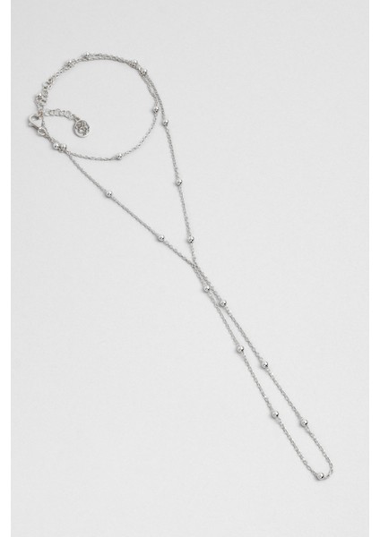 Minimal Tasarım 18 Ayar Beyaz Altın Kaplama 39 cm Gümüş Şahmeran