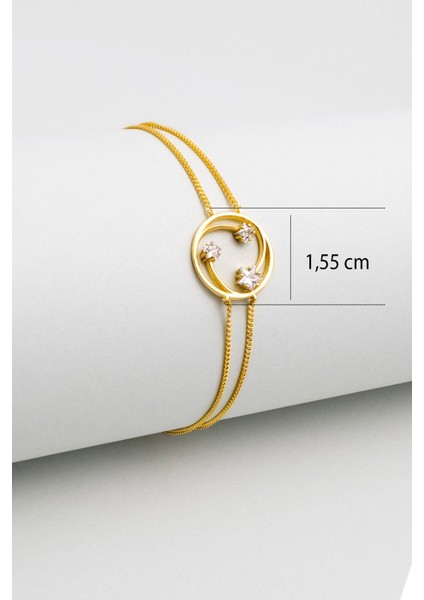 Yıldızlar Geçidi 18 Ayar Sarı Altın Kaplama 19 cm Gümüş Bileklik modelleri