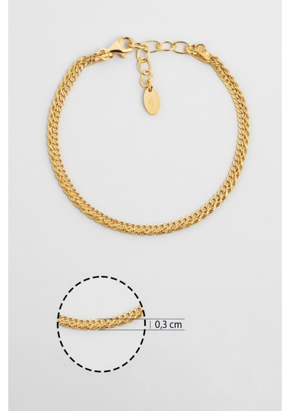 Italyan Elena 18 Ayar Sarı Altın Kaplama 19 cm Gümüş Bileklik modelleri