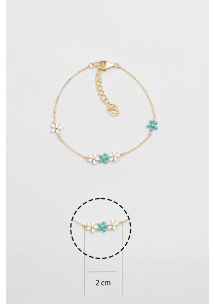 Santorini Çiçeği 18 Ayar Sarı Altın Kaplama 19 cm Gümüş Bileklik modelleri