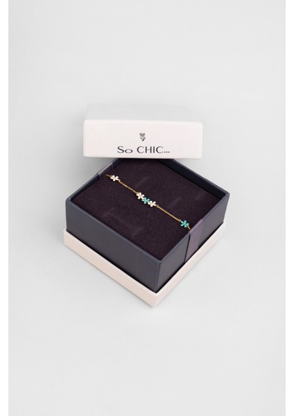 Santorini Çiçeği 18 Ayar Sarı Altın Kaplama 19 cm Gümüş Bileklik indirimleri