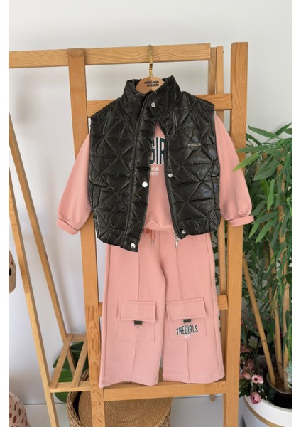 Hologram Yelekli The Girls Baskılı 3 Lü Kargo cepli takım - Siyah fiyatları