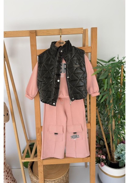 Hologram Yelekli The Girls Baskılı 3 Lü Kargo cepli takım - Siyah modelleri