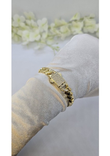 14 Ayar Altın Kaplama Yarı Taşlı 1.2 cm Gurmet Model Bileklik fiyatları