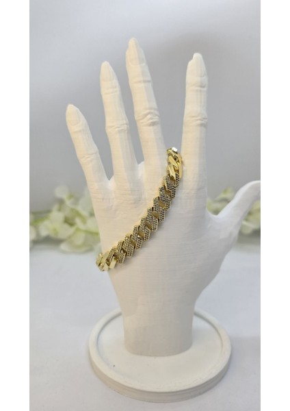 14 Ayar Altın Kaplama Yarı Taşlı 1.2 cm Gurmet Model Bileklik modelleri