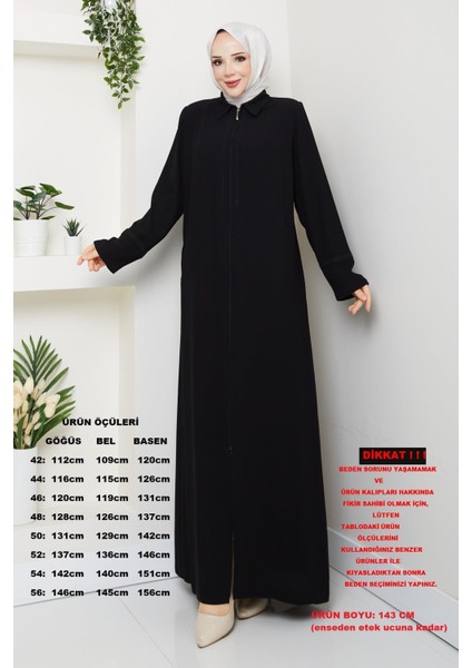 Büyük Beden Ferace Krep Kumaş Yazlık Ince Siyah 2501 fiyatları