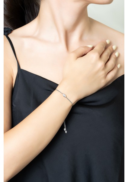 Vera 18 Ayar Beyaz Altın Kaplama Ayarlanabilir Gümüş Bileklik fırsatları