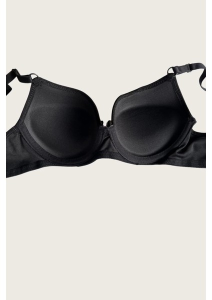 Siyah-Kırmızı 2li Mikro Kumaş Push Up Dolgulu Balenli Günlük Destekli Sütyen fiyatları