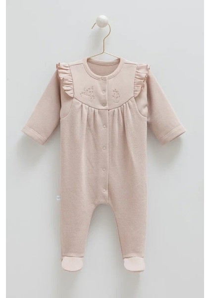 Pretty Baby Çıt Çıtlı Bebek Tulum - Vizon