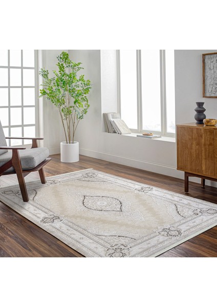 Bej Klasik Etnik Modern Desenli Pamuk Makinada Yıkanabilir Hav Toz Vermez Leke Tutmayan Kaymaz Taban Dijital Makine Baskı Salon Yolluk Mutfak Halı fırsatları