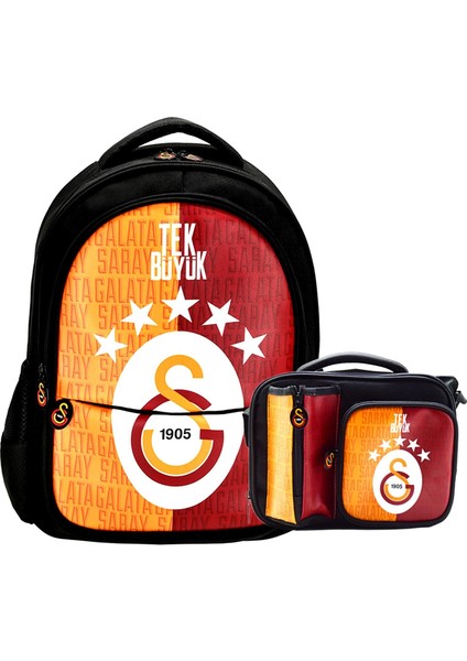 3 Bölmeli 5 Yıldızlı Tek Büyük Suni Deri Okul + Beslenme Çantası