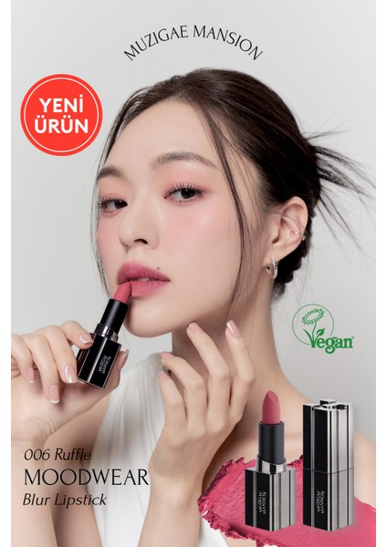 Pürüzsüz Görünüm Sunan Kadifemsi Ruj Muzıgae Mansıon Moodwear Blur Lipstick (006 Ruffle)