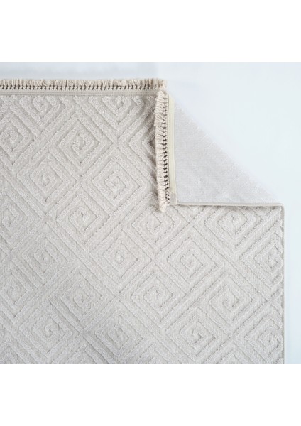 Krem Geometrik Etnik Modern Desenli Hav Vermeyen Leke Tutmayan Kolay Temizlenen Yumuşak Makine Salon Yolluk Mutfak Halı fırsatları