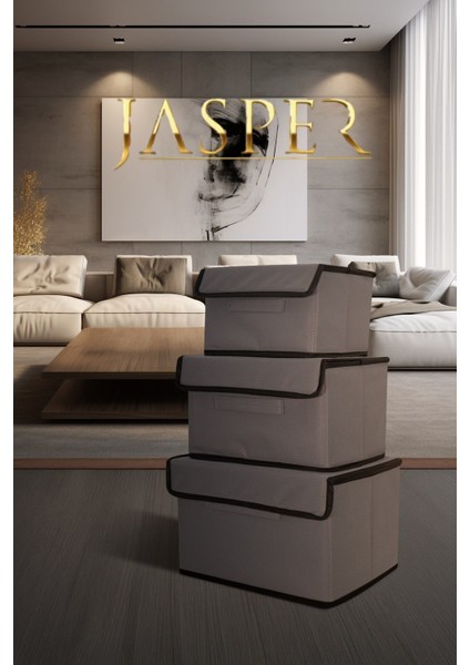 Krem Dikdörtgen Baza ve Çekyat Altı Kulplu Kıyafet Eşya Düzenleyici Hurç