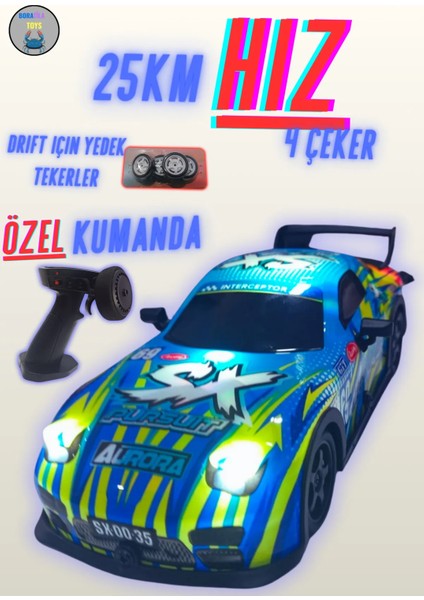 1:22 Ölçek 2.4 Ghz Özel Kumandalı 4 Çeker Full Fonksiyon Işıklı 25 Km Hızlı Drift Rc Araba