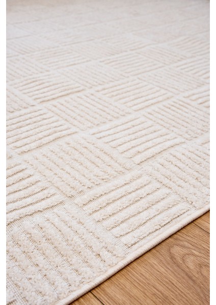 Beyaz Geometrik Etnik Modern Desenli Hav Vermeyen Leke Tutmayan Kolay Temizlenen Yumuşak Makine Salon Yolluk Mutfak Halı indirimleri