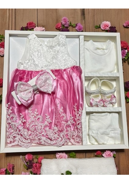 Büyük Fiyonk Detaylı Kız Mevlüt Set Pembe