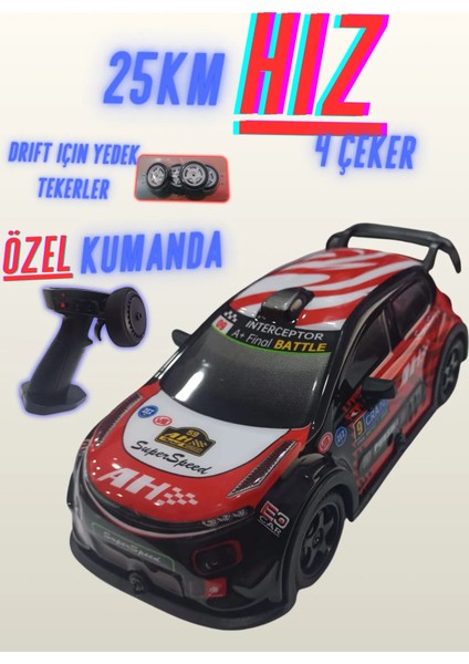 1:22 Ölçek 2.4 Ghz Özel Kumandalı 4 Çeker Full Fonksiyon Işıklı 25 Km Hızlı Drift Rc Araba
