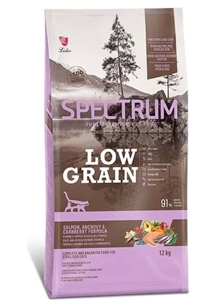 Spectrum Düşük Tahıllı Somonlu Hamsili ve Yaban Mersinli Kısırlaştırılmış Kedi Maması 12 kg